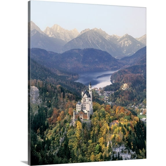 Great Big Canvas "Germany, Neuschwanstein Castle" by Ric Ergenbright White Peach Wrapped Canvas Print Wall Artwork