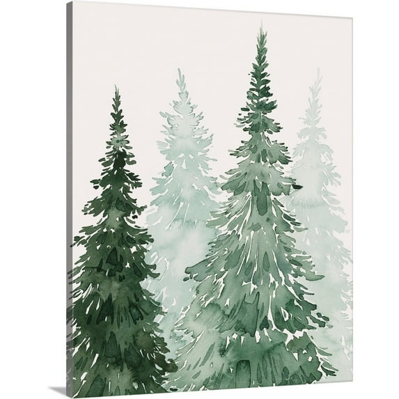 Great Big Canvas "Winter Washed Coppice II" by Grace Popp Light Gray Black Wrapped Canvas Print Wall Artwork