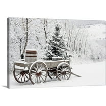 Great Big Canvas "Wooden Wagon And Trees Covered In Snow, Alberta, Canada"  by Michael Interisano Dark Gray    Wrapped Canvas Print Wall Artwork