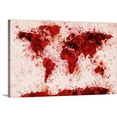 thumbnail image 1 of Great Big Canvas "World Map Paint Splashes Red"  by Michael Tompsett Black Burgundy   Wrapped Canvas Print Wall Artwork, 1 of 7