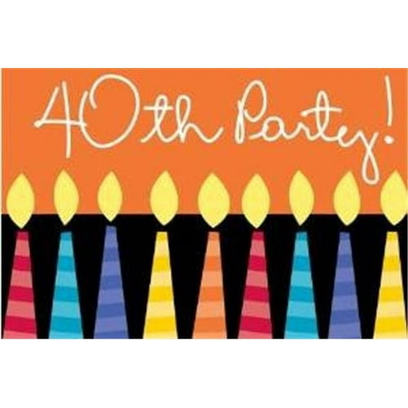 Great Birthday - 40th Invitation- 8 Cards, 8 Envelopes- 2PACK