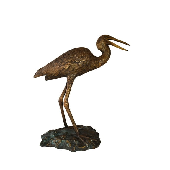 Great Blue Heron Brown Patina Bronze Statue Size: 25" x 15" x 25"H