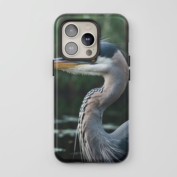 Great Blue Heron For All iPhone Series Tough Phone Case Nature Photography Dark Green Bird