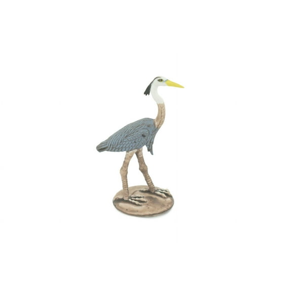 Great Blue Heron, Hand Painted, Educational, Rubber Bird, Realistic Figure, Lifelike Model, Figurine, Replica, Gift, 2 1/4" SF11 B31