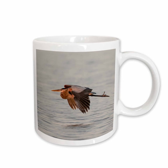 3drose, Great Blue Heron in Flight, South Padre Island, Texas, 11oz Mug