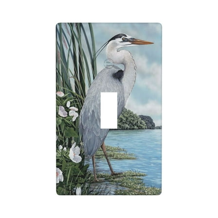 Great Blue Heron Light Switch Cover Plates Single Toggle Wall Plate, Decorative 1-Gang Christmas Decor Lightswitch Cover