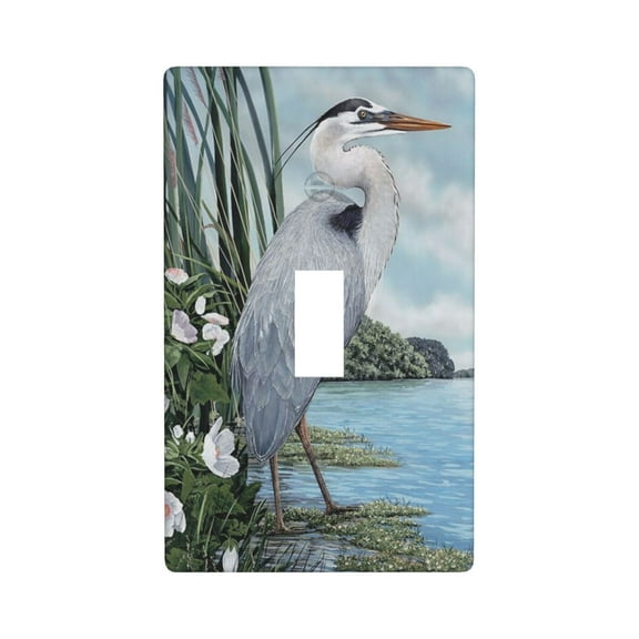 Great Blue Heron Light Switch Cover Plates Single Toggle Wall Plate, Decorative 1-Gang Christmas Decor Lightswitch Cover