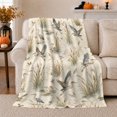 thumbnail image 1 of Great Blue Heron Marshland, Festive Holiday Scene, Warm Flannel Blanket for Cabin and Lodge with Detailed Artwork, Art Lovers Housewarming Gift, Festive Home Decor, 1 of 9