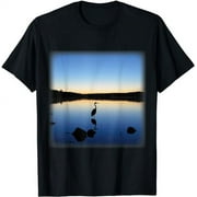 Great Blue Heron in Silhouette During Dusk at Horn pond T-Shirt