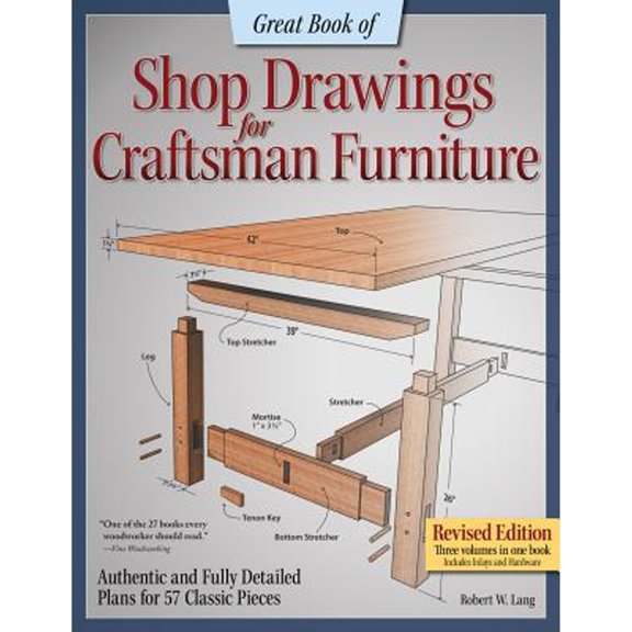 Pre-Owned Great Book of Shop Drawings for Craftsman Furniture: Authentic and Fully Detailed Plans for 57 Classic Pieces (Paperback) 1565238125 9781565238121