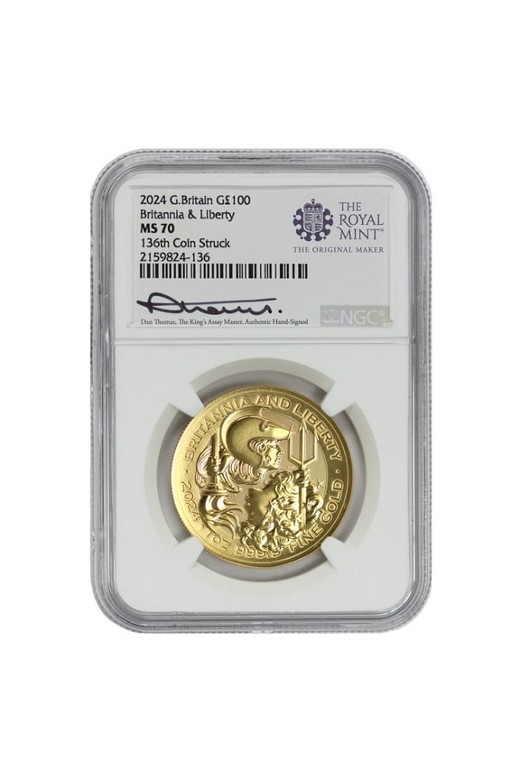 Great Britain 2023 1oz Gold King Charles III Coronation MS-70 136th Coin Struck Thomas Label 100 NGC MS70