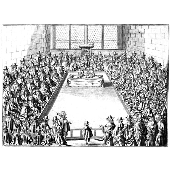Great Britain Parliament. Nthe House Of Commons In 1648. Contemporary Engraving. Poster Print by