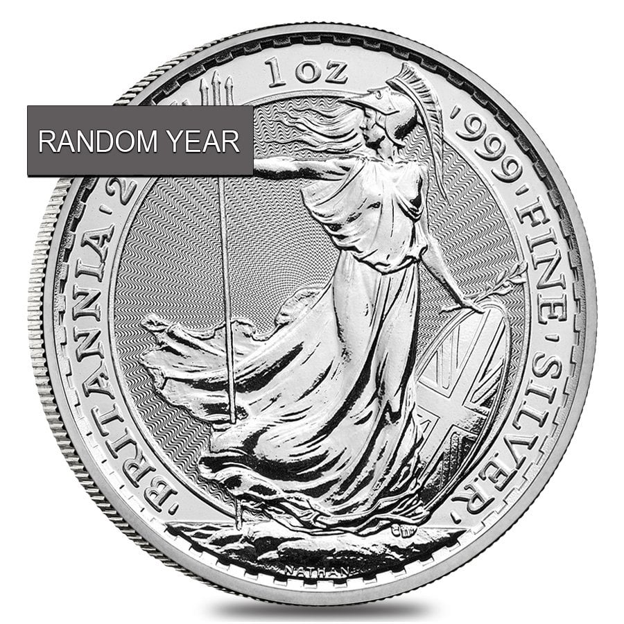 BRITISH ROYAL MINT Great Britain Silver 1 oz Britannia Coin BU (Random Year)