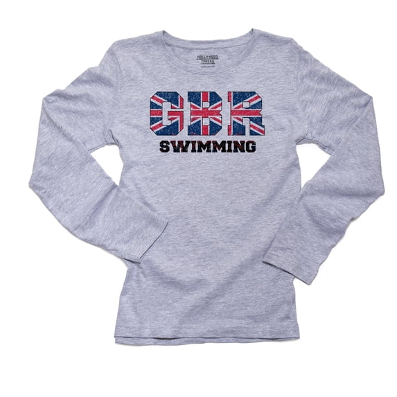 Great Britain Swimming - Olympic Games - Rio - Flag Women's Long Sleeve Grey T-Shirt