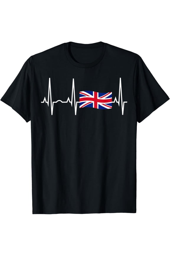 Great Britain T-Shirt -Union Jack Heartbeat Gift Tee