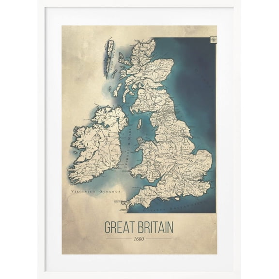 Great Britain map Framed Art Modern Wall Decor