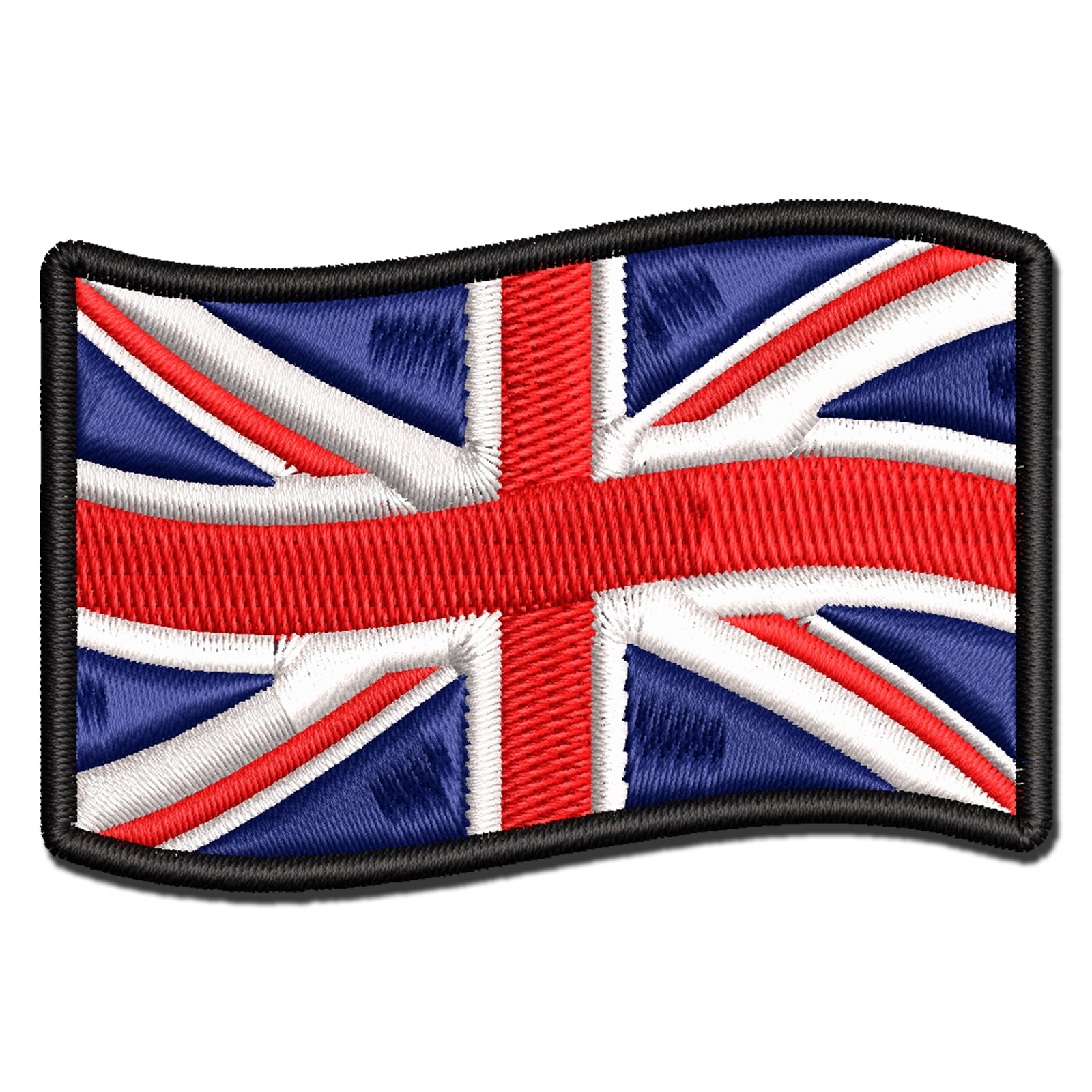 Great Britain with Waving Flag Union Jack Cute Applique Multi-Color Embroidered Hook & Loop Patch - 3.5 Inch Large