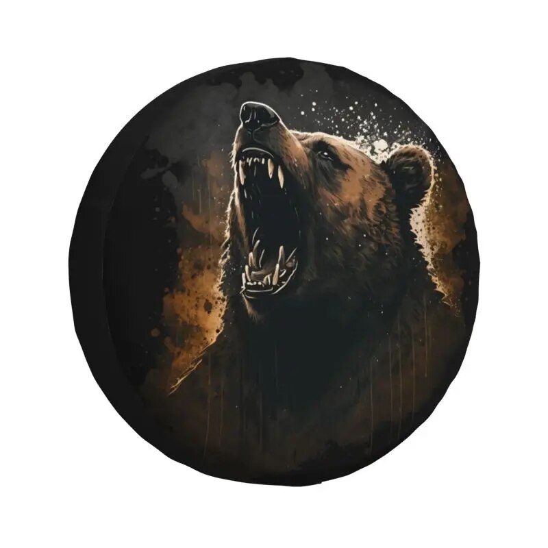 Great Brown Grizzly Bear Tire Cover 4WD 4x4 RV Spare Wheel Protector for Land Cruiser Prado 14