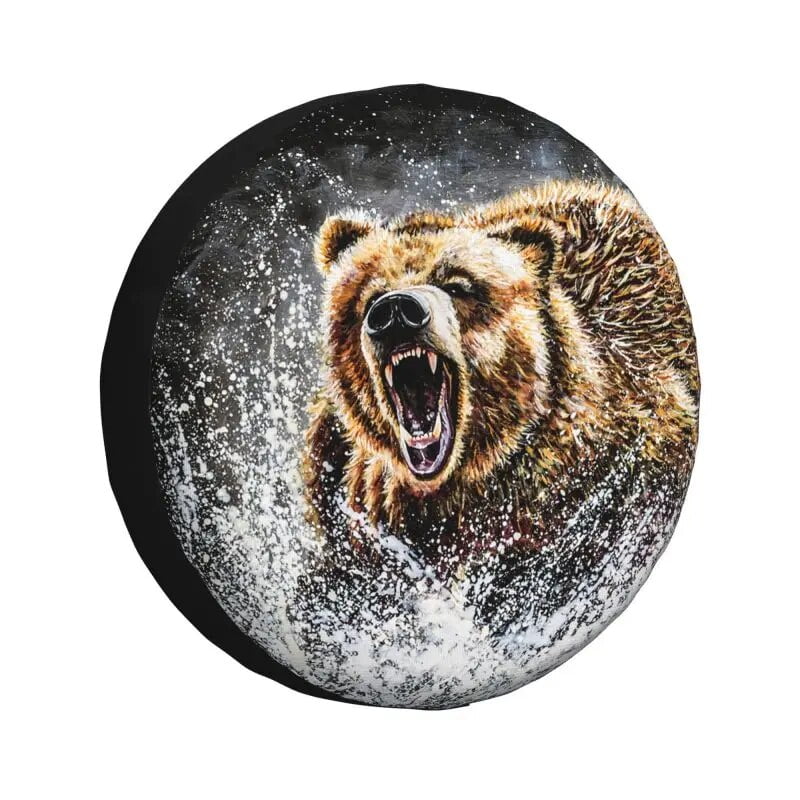 Great Brown Grizzly Bear Tire Cover 4WD 4x4 RV Spare Wheel Protector for Land Cruiser Prado 14