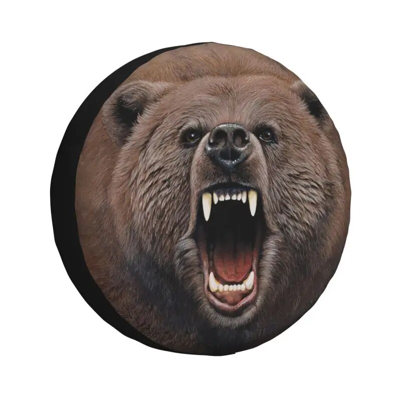 Great Brown Grizzly Bear Tire Cover 4WD 4x4 RV Spare Wheel Protector for Land Cruiser Prado 14