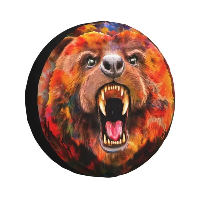 Great Brown Grizzly Bear Tire Cover 4WD 4x4 RV Spare Wheel Protector for Land Cruiser Prado 14