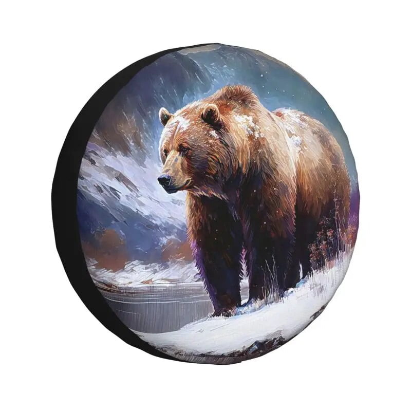 Great Brown Grizzly Bear Tire Cover 4WD 4x4 RV Spare Wheel Protector for Land Cruiser Prado 14