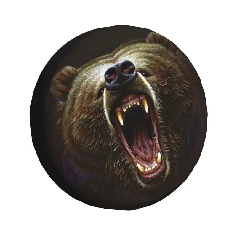 Great Brown Grizzly Bear Tire Cover 4WD 4x4 RV Spare Wheel Protector for Land Cruiser Prado 14