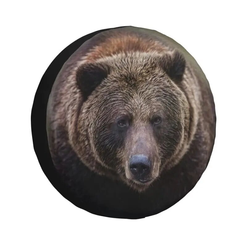 Great Brown Grizzly Bear Tire Cover 4WD 4x4 RV Spare Wheel Protector for Land Cruiser Prado 14
