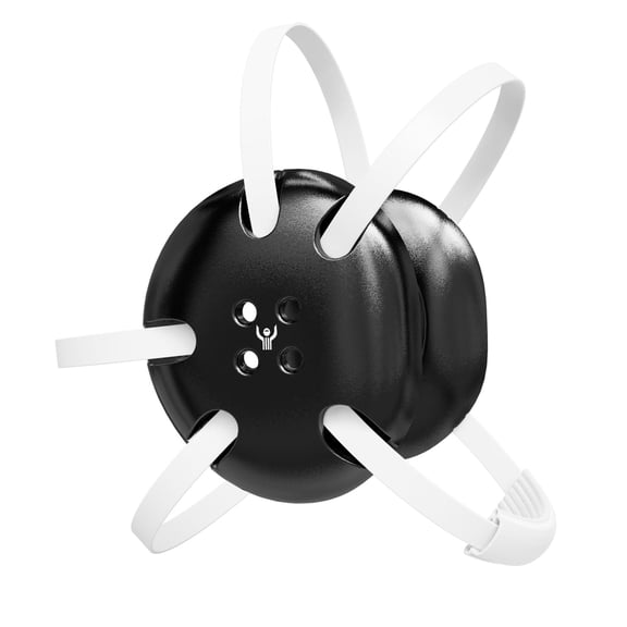 Great Call Athletics | Black Wrestling Classic Headgear Earguard | Adult Grappling Head Gear | Adjustable Ear Guards White Straps