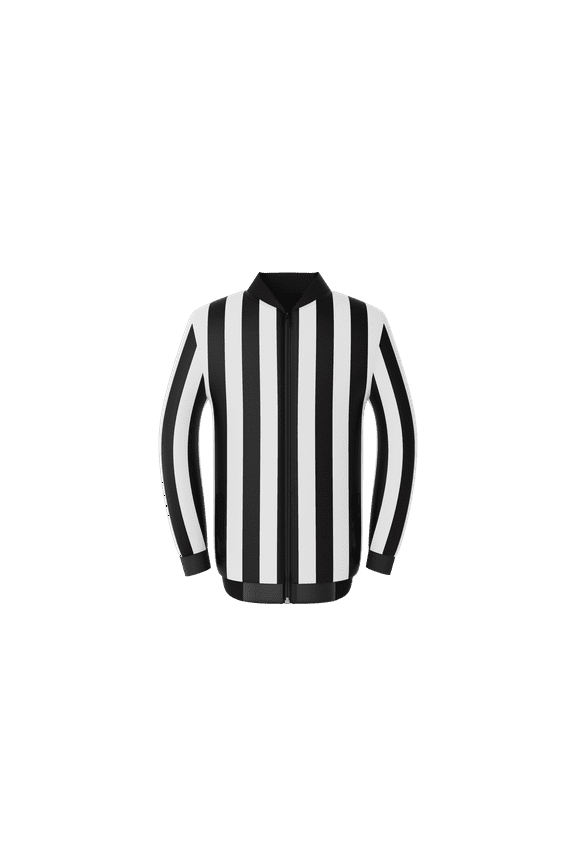 | Reversible 2" Stripe Football Lacrosse Referee Jacket Zipper Nylon Shell Water Wind Resistant Official | All Black Side | 4XL