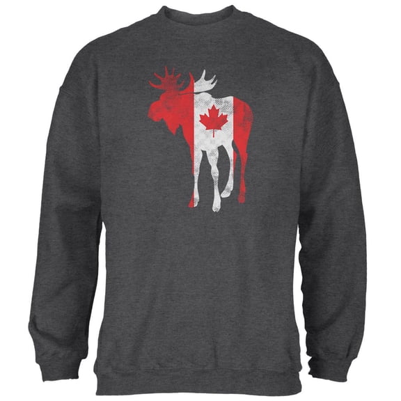 Great Canadian Moose Halftone Mens Sweatshirt Deep Heather 2XL