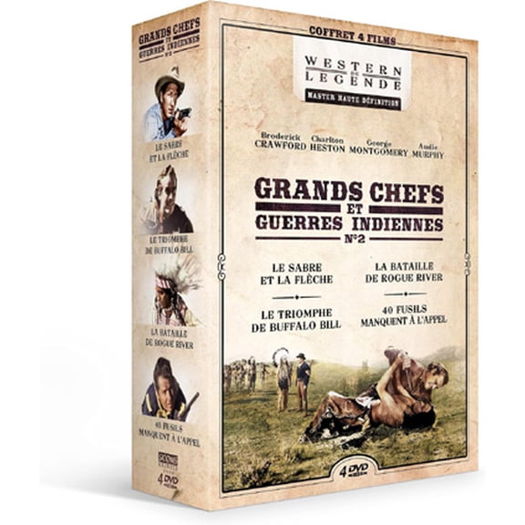 Great Chiefs and Indian Wars - 4-DVD Box Set ( Last of the Comanches / Pony Express / Battle of Rogue River / 40 Guns to Apache Pass ) [ NON-USA FORMAT, PAL, Reg.2 Import - France ]