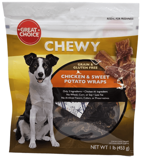 Great Choice Chicken and Sweet Potato Wraps Chewy Dog Treats 1 Pound Bag