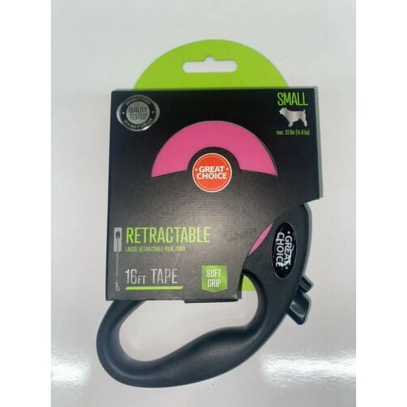 Great Choice Retractable 16ft Tape Soft Grip Pink SMALL
