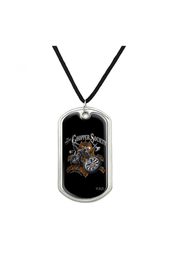 Great Chopper Society Axe Mace Biker Motorcycle Military Dog Tag Pendant Necklace with Cord