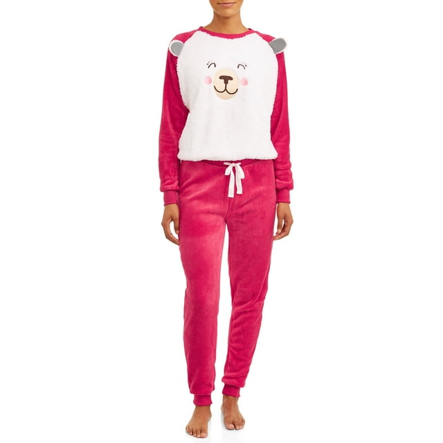 Great Christmas Women's Super Plush Christmas Holiday Pajama Set With Embroidered Character