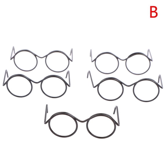 Great Collection 5PCS Fashion Round Frame Lensless Retro Doll Glasses For Doll