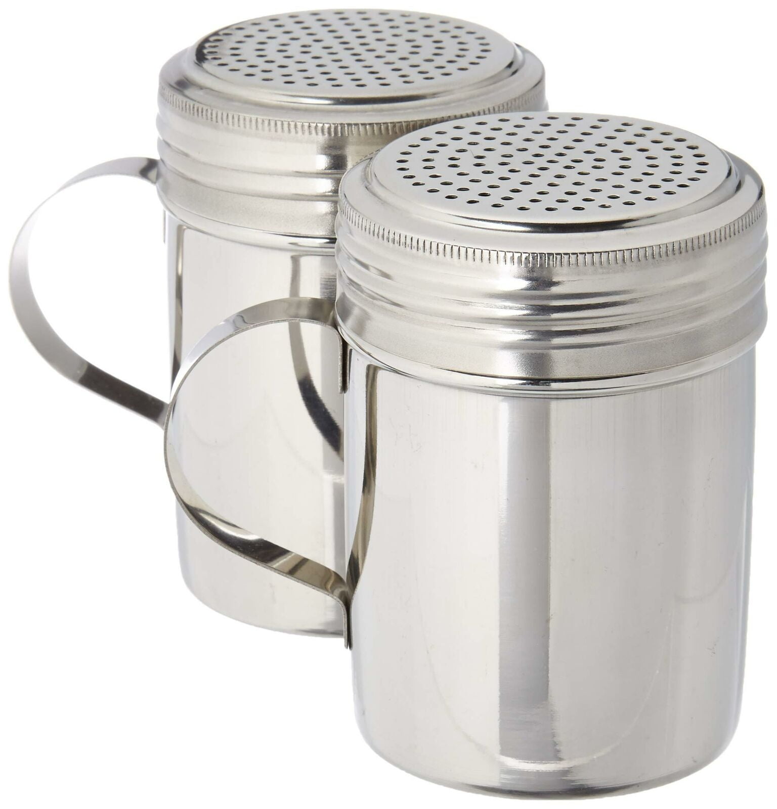 Great Credentials Stainless Steel Versatile Dredge Shaker, Salt, Sugar,  Shakers 10 Oz. Each Set of 2 (With Handle) 