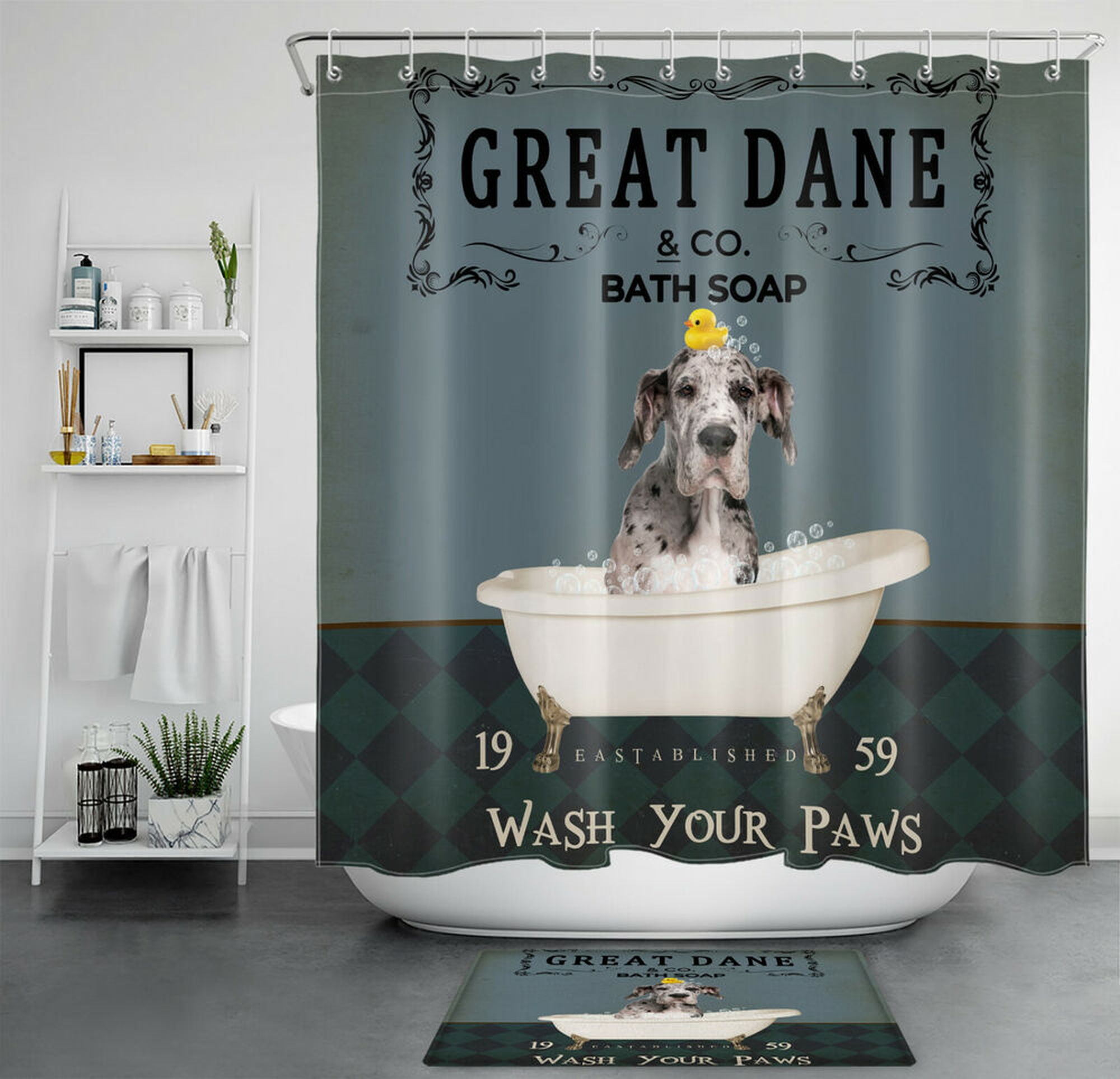 Great Dane Bath Buddies Hilarious Shower Curtain & Accessory Set for