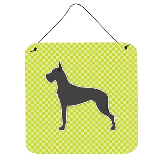 Great Dane Checkerboard Green Wall or Door Hanging Prints