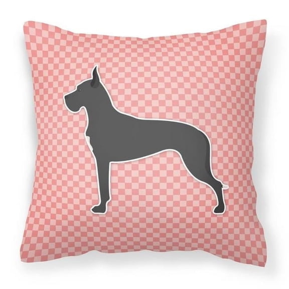 Great Dane Checkerboard Pink Fabric Decorative Pillow