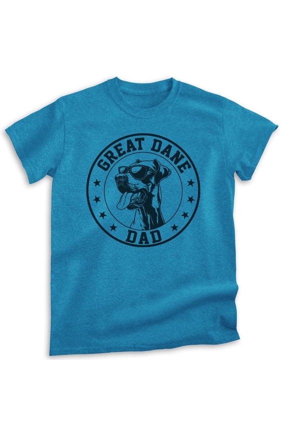 Great Dane Dad T-shirt, Unisex Men's Shirt, Great Dane Owner, Best Dog Dad Gift, Heather Blue, Small