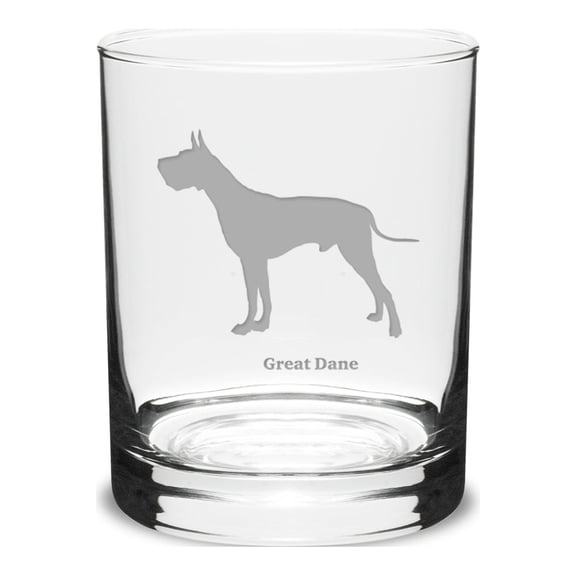 Great Dane Deep Etched 14 oz Classic Double Old Fashion Glass