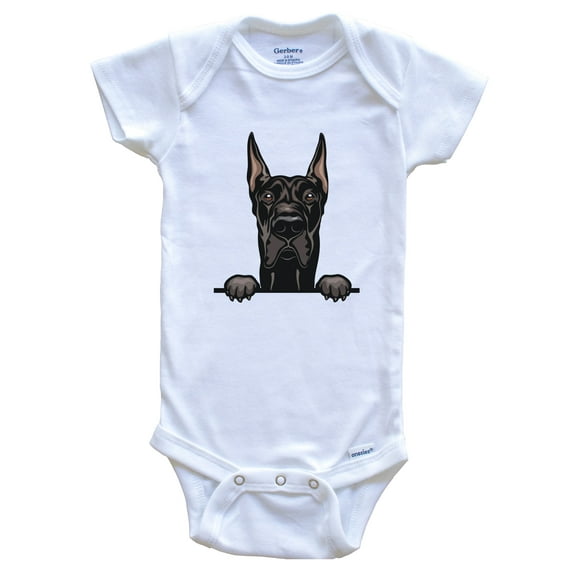 Great Dane Dog Breed Cute Baby Bodysuit, 3-6 months white