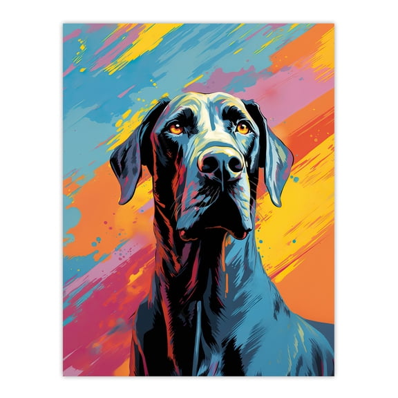 Great Dane Dog Lover Gift Pet Portrait Pastel Colour Blue Orange Purple Artwork Painting Extra Large XL Wall Art Poster Print