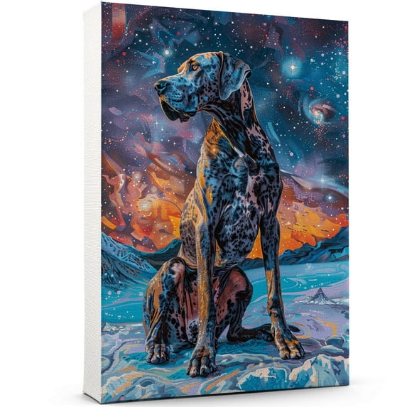 Great Dane Dog Wall Art, Dog with Space Starry Night : Pet Puppy Posters for Bedroom 8"x12" Funny Bathroom Wall Art Decor for dog lovers