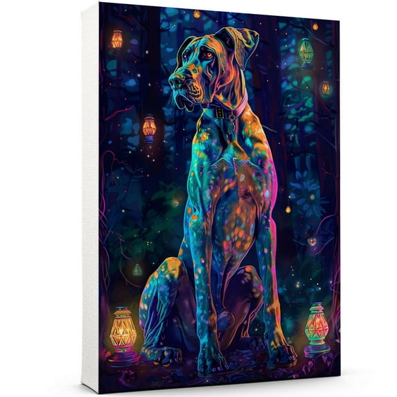 Great Dane Dog Watercolor Art Poster - Great Dane Dog Canvas Wall Art For Bedroom Decor - Bathroom Art Wall Decor - Dog Poster
