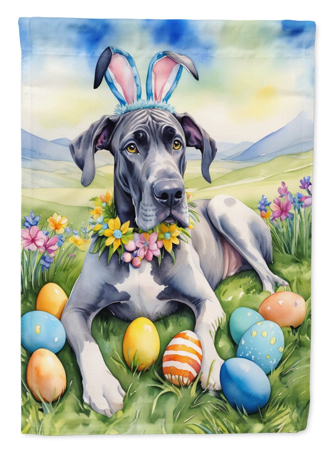 Great Dane Easter Egg Hunt House Flag 28 in x 40 in