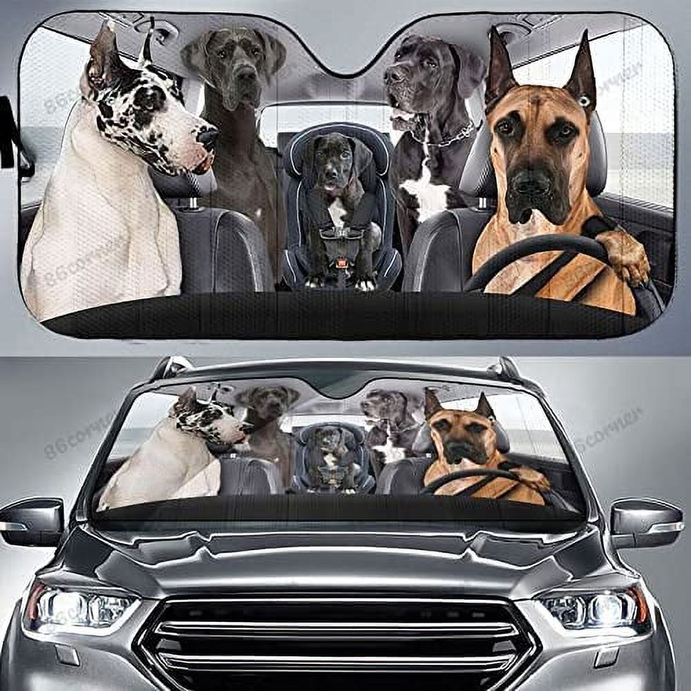Great Dane Family Driving Auto Sun Shade Car Windshield Window Great