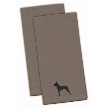 Great Dane Gray Embroidered Towel Set of 2
